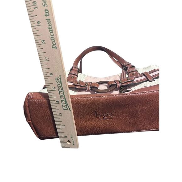 B.O.C. Multi Color White Pink & Brown Shoulder Bag Handbag with Bag Charm - Picture 9 of 16